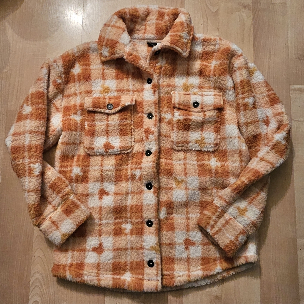 Disney Orange Plaid Hidden Mickey Mouse Shacket size S